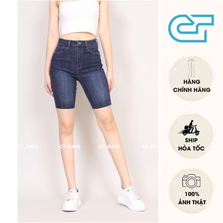Quần đùi jean nữ - Quần ngố bò trơn dáng bó không gấu CP43, CT JEANS