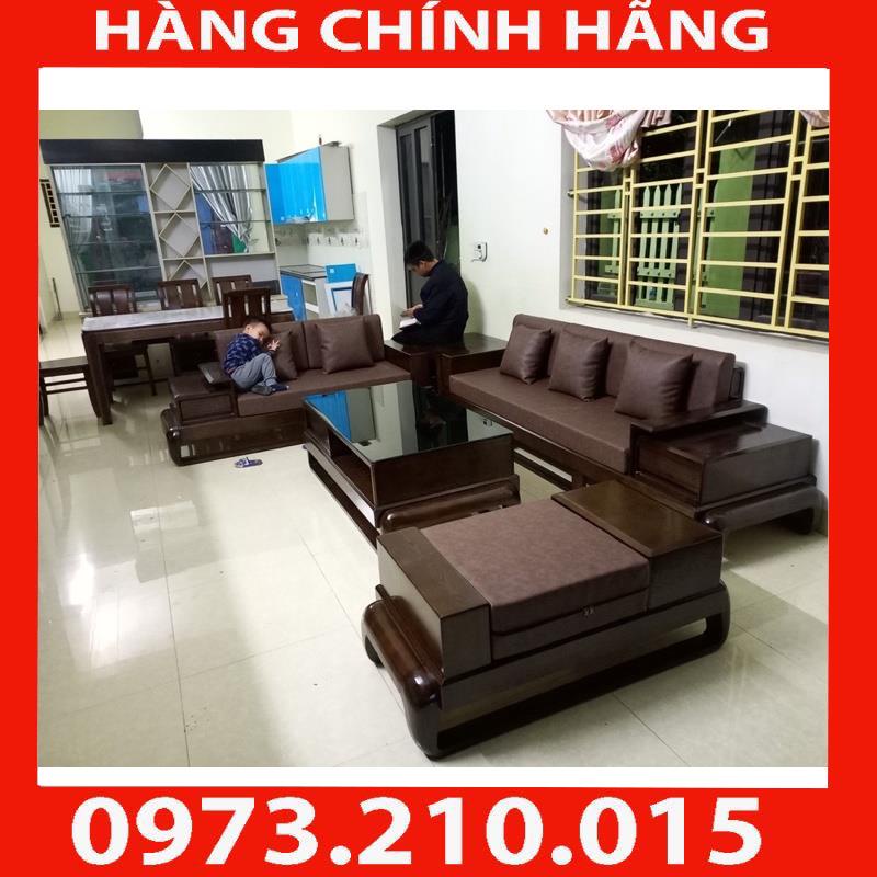 Ảnh thật sofa 2 văng đùi gà gỗ sồi nga màu óc chó, màu cánh gián, màu tự nhiên