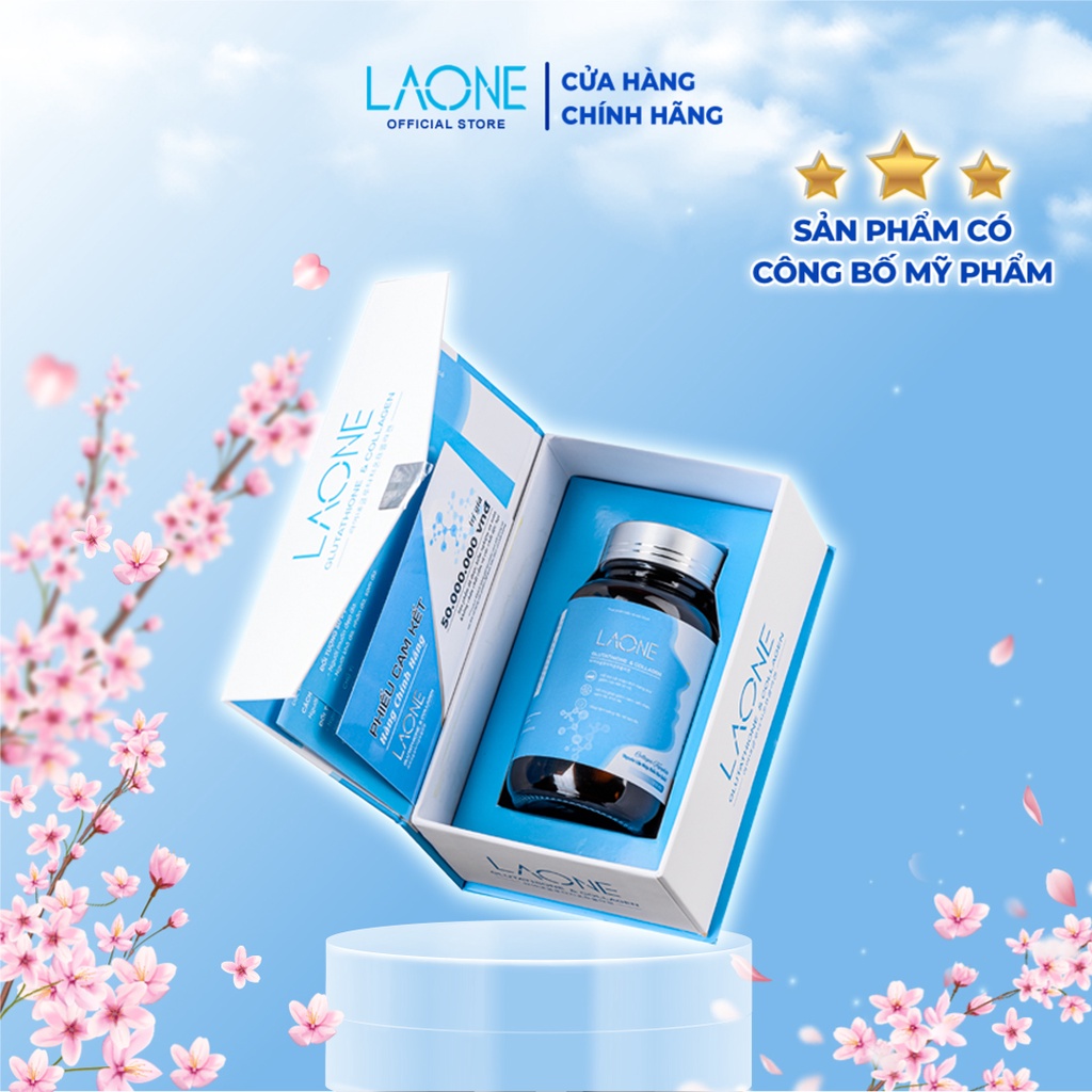 Viên uống trắng da mờ nám Laone glutathione, collagen Hàn Quốc, sữa ong chúa, nha đam, lựu đỏ, vitamin C 30 viên