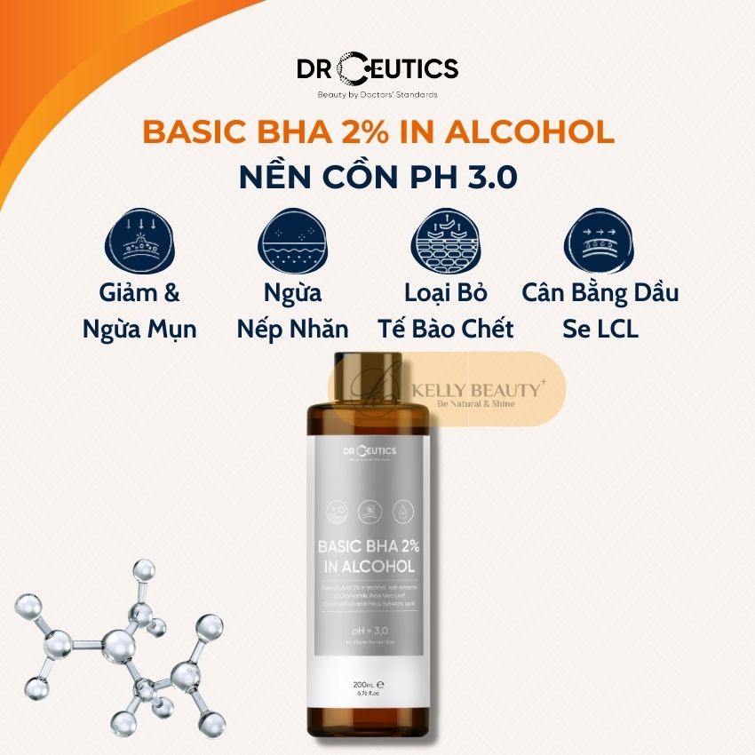 Basic BHA 2% In Alcohol DrCeutics - Loại Bỏ Tế Bào Chết, Thoáng Lỗ Chân Lông, Giảm Mụn, Ngừa Mụn Tái Phát | Kelly Beauty | BigBuy360 - bigbuy360.vn
