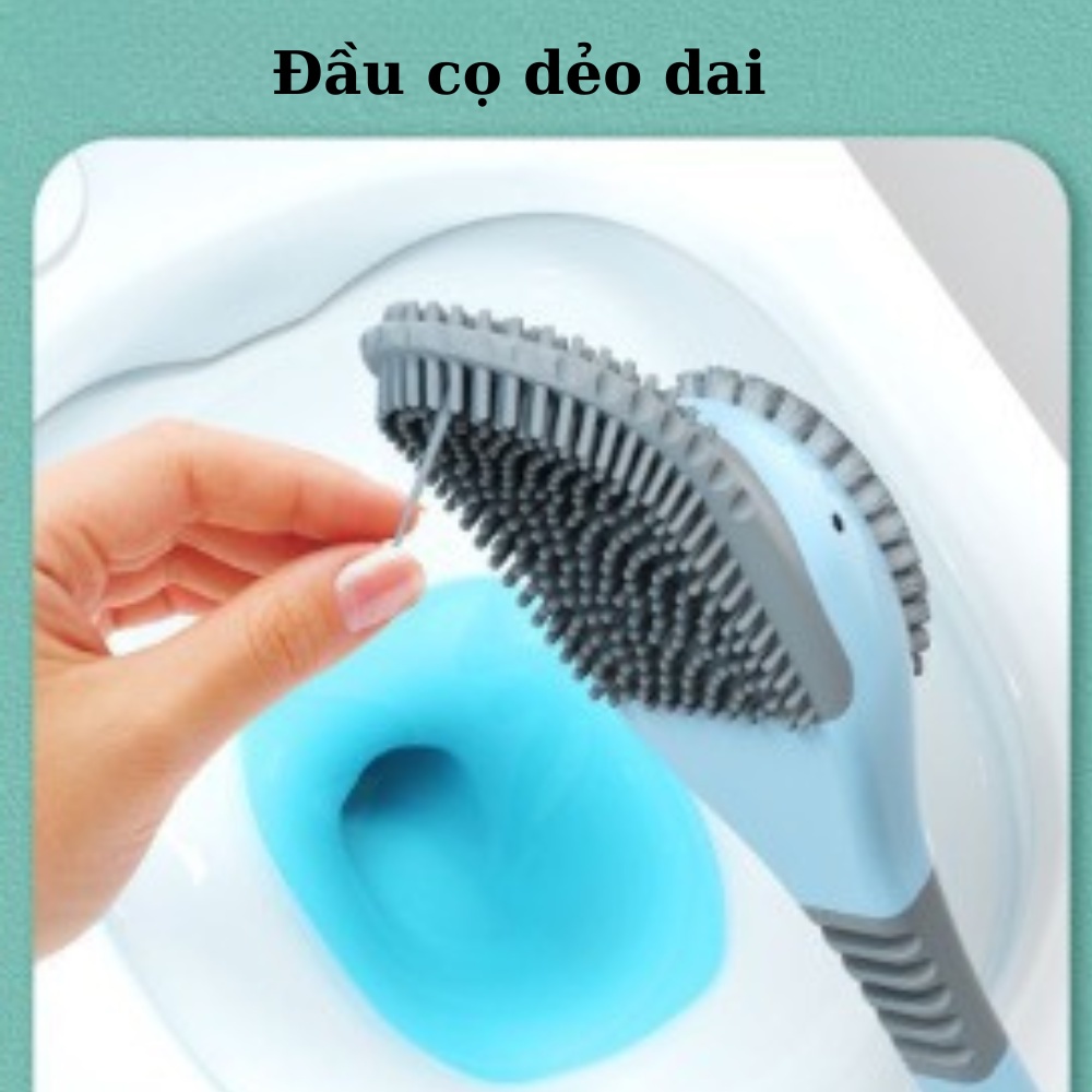 Bàn chải vệ sinh toilet, cọ bồn cầu chất liệu silicon hình con vịt kèm hộp đựng siêu tiện lợi