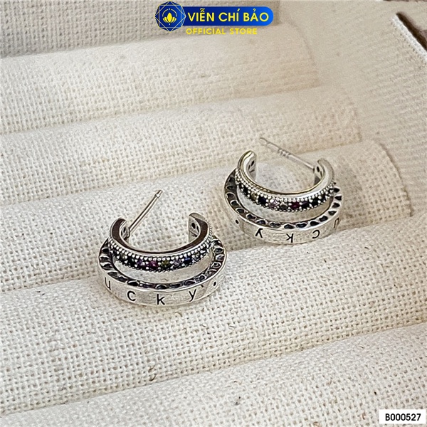 Bông tai Lucky cá tính chất liệu bạc Thái 925 thời trang phụ kiện trang sức nữ Viễn Chí Bảo B000527