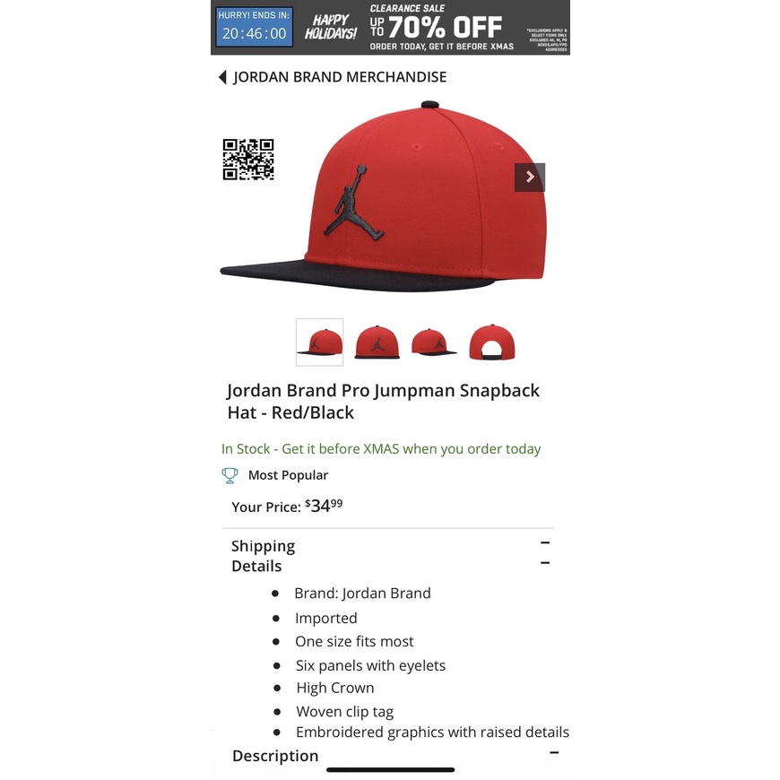 Nón Jordan Pro Jumpman Snapback 2 màu đỏ đen ,Mũ Jordan snapback 2Tone thời trang thể thao