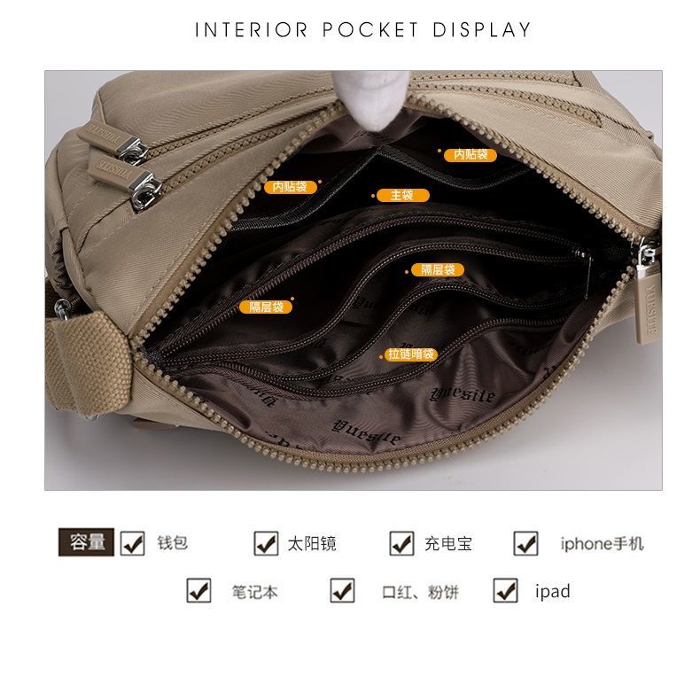 Korean armpit handbags nylon messenger baggen Túi Xách Vải Oxford nylon Nhiều Ngăn Sức Chứa Lớn Cho Phụ Nữ Trung Niên Và Mẹ