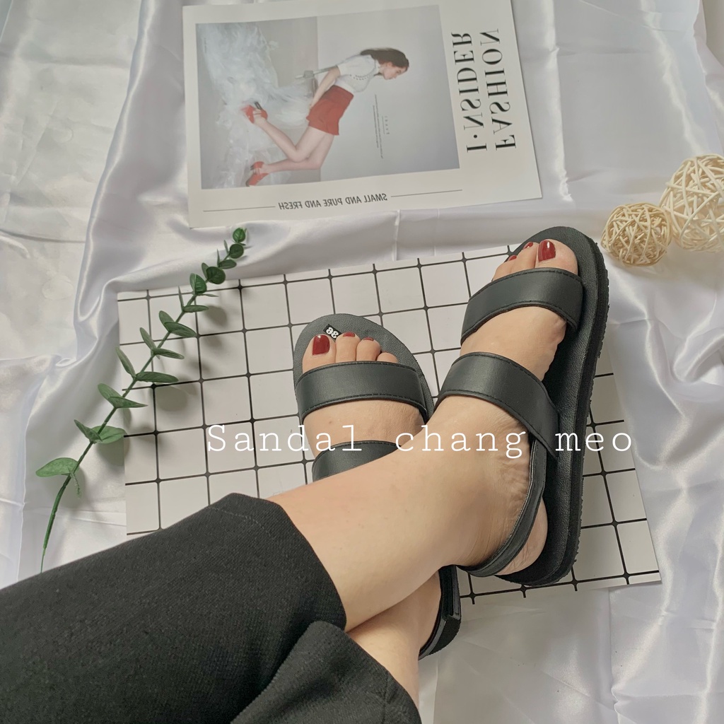 Sandal nữ  Sandal 2 quai ngang lớn màu đen