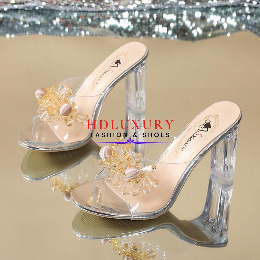 Guốc cao gót mũi nhọn HDLUXURY pha lê cao cấp E39