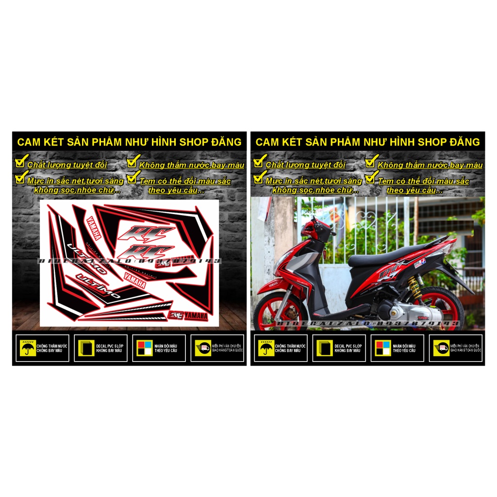 TEM RỜI MIO  MẪU KG DÁN XE ĐỎ - TRUNG DECAL