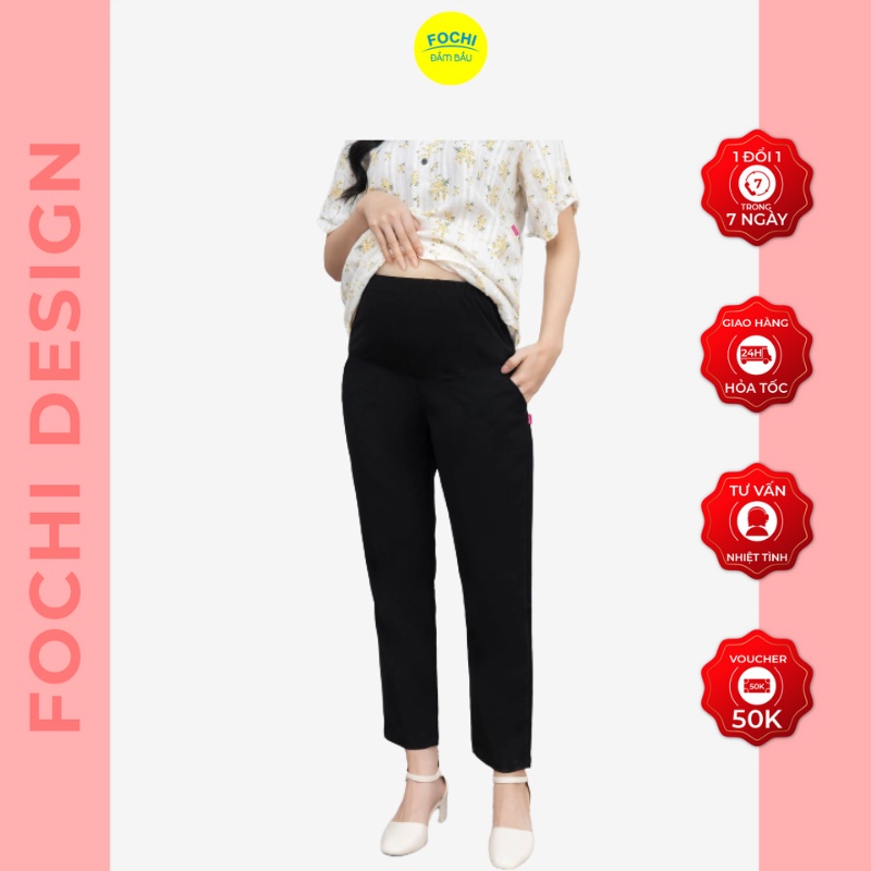 Quần Bầu Cát Hàn Baggy Q208 FOCHI đen có đáp cao cấp, không bai xù, độ co giãn tốt FOCHI