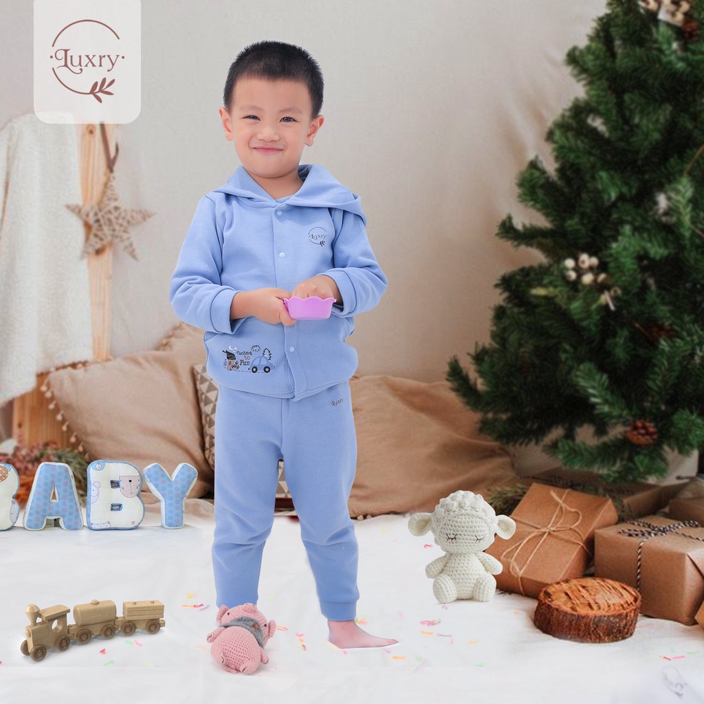 Áo khoác nắng họa tiết ô tô đáng yêu thương hiệu Luxry chất vải sợi tre pha cotton cho bé từ 9 tháng đến 6 tuổi