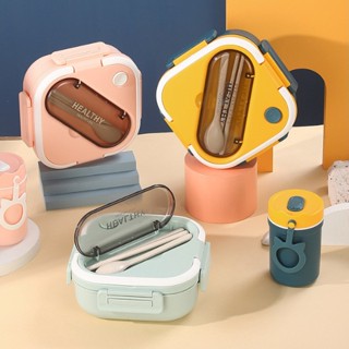 Hộp Cơm Cách Nhiệt Bento Dung Tích 1300ml 3 Ngăn Kèm Đũa Muỗng Nhựa PP