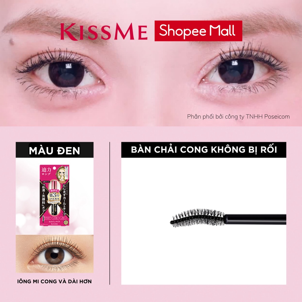 Mascara màng film nâng cong dài mi Kissme Heroine Make Long & Curl Waterproof Mascara Advanced Film 6G