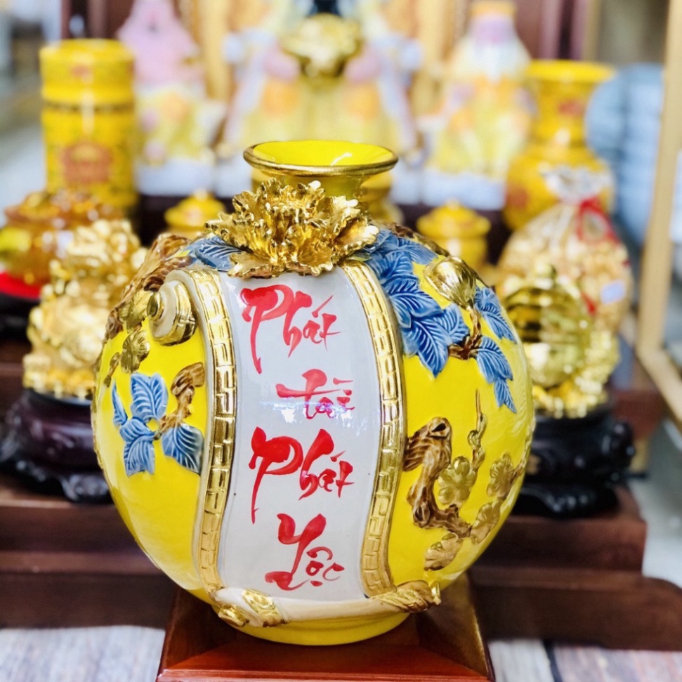 Bình hút lộc dát vàng 24k size 2cm - Để ban thần tài, trang trí quầy kệ phòng khách