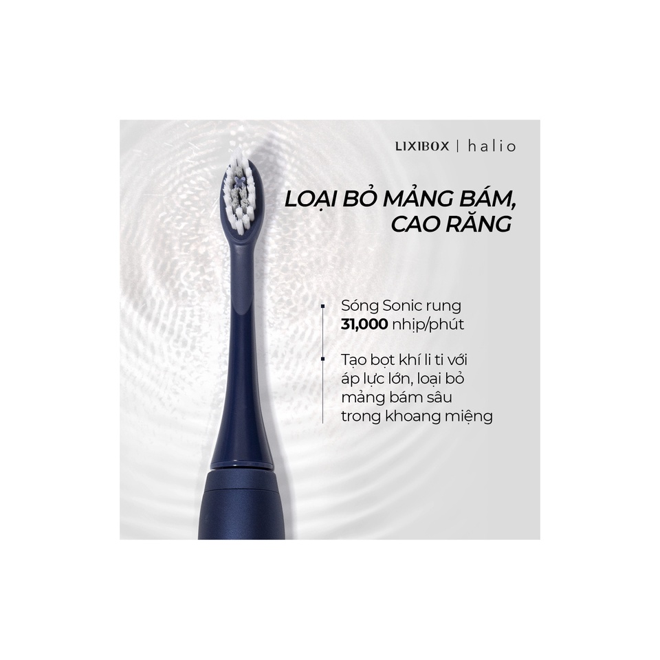 Bộ 2 Đầu Bàn Chải Điện Halio Sonic Whitening Electric Toothbrush Midnight Blue