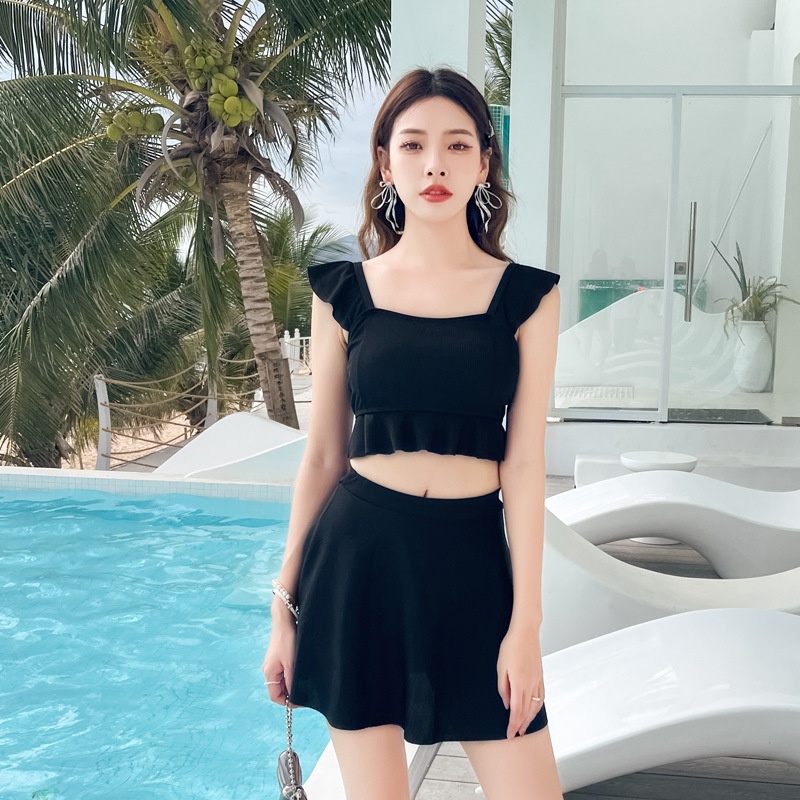 Bộ đồ tắm đi biển đi bơi váy xoè bikini 2 mảnh chân váy xoè che bụng kín đáo đẹp B12