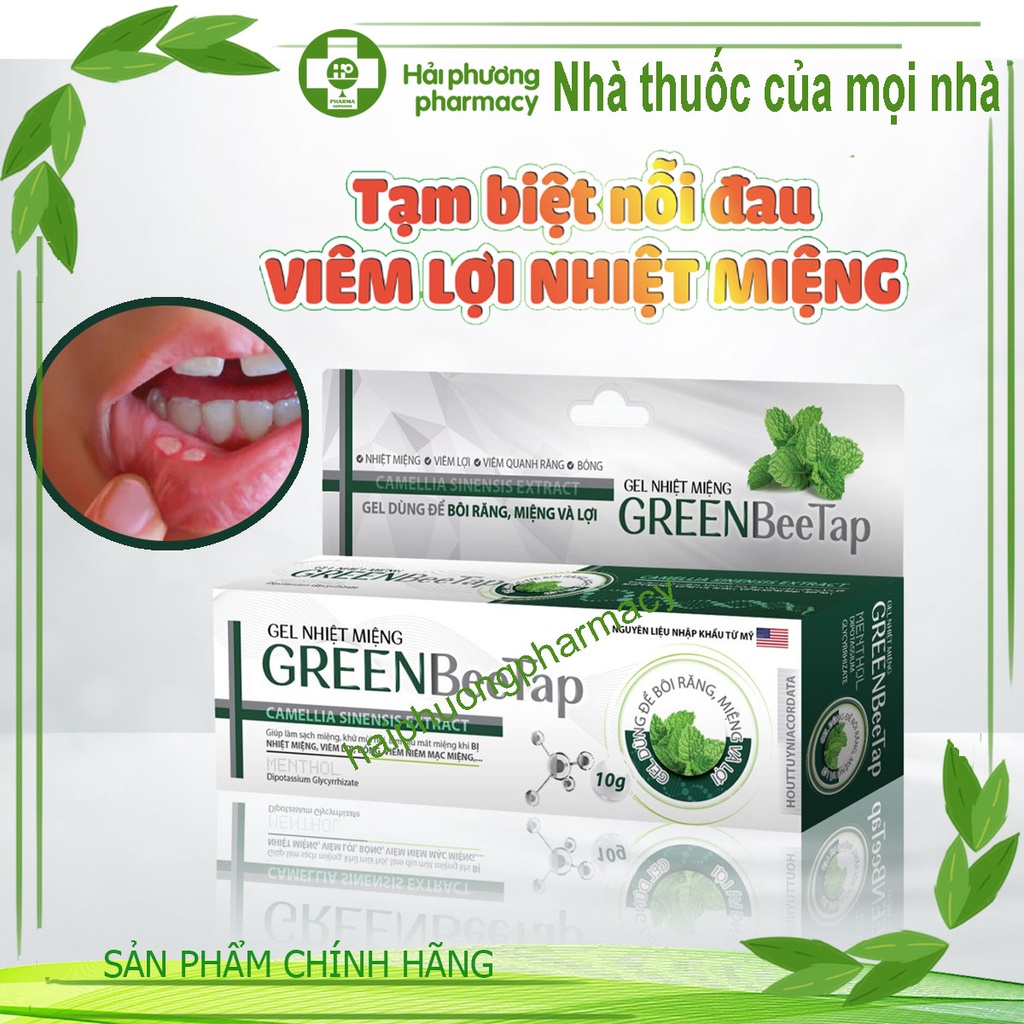 Gel nhiệt miệng GREEN BeeTap - Giúp làm sạch và giảm lở miệng, viêm lợi, ê buốt và chảy máu chân răng tuýp 10g - HP