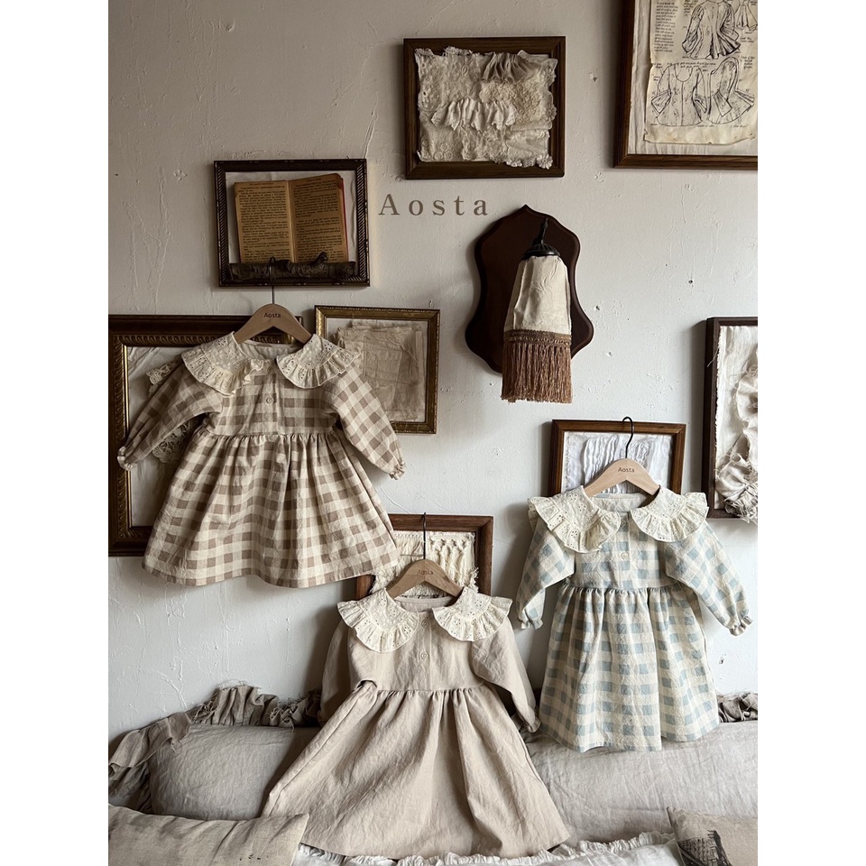 Đầm Caro Cổ Viền