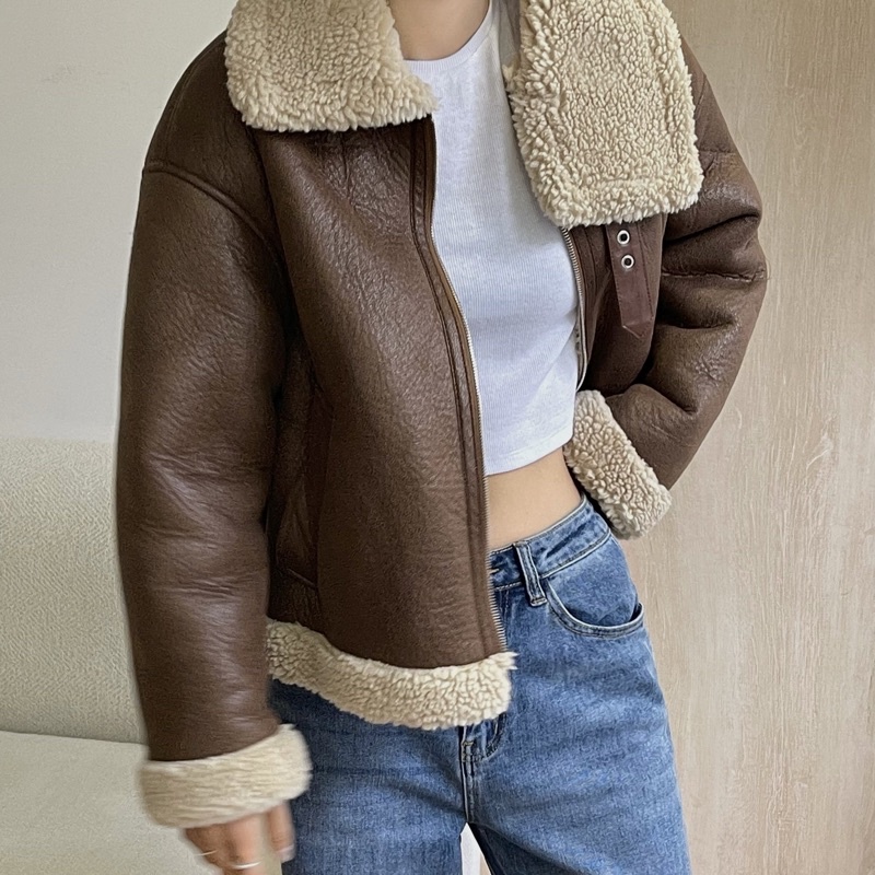 Áo khoác mustang da lộn lót lông (Ảnh thật shop tự chụp, có clip) | BigBuy360 - bigbuy360.vn