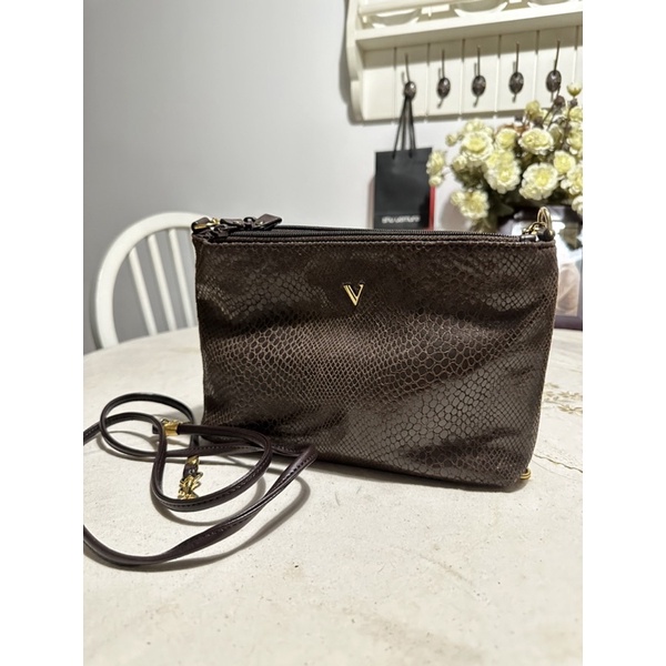 Túi si da thật dập vân hiệu Valentino