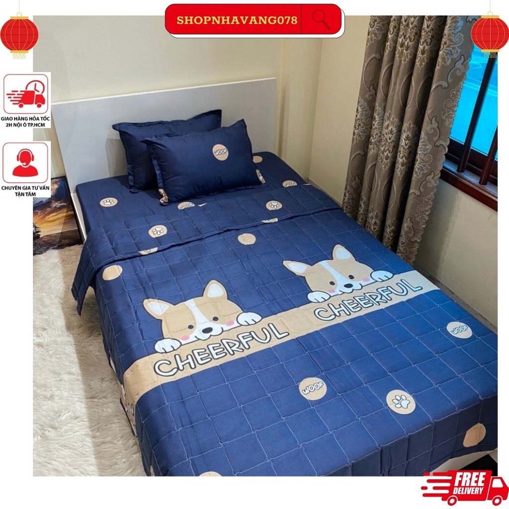 DRAP Bọc nệm chất liệu Polycotton 1m6x2m nhiều mẫu mã, Drap giường Cotton Poly size 1m6x2m-Mẫu GOGI 