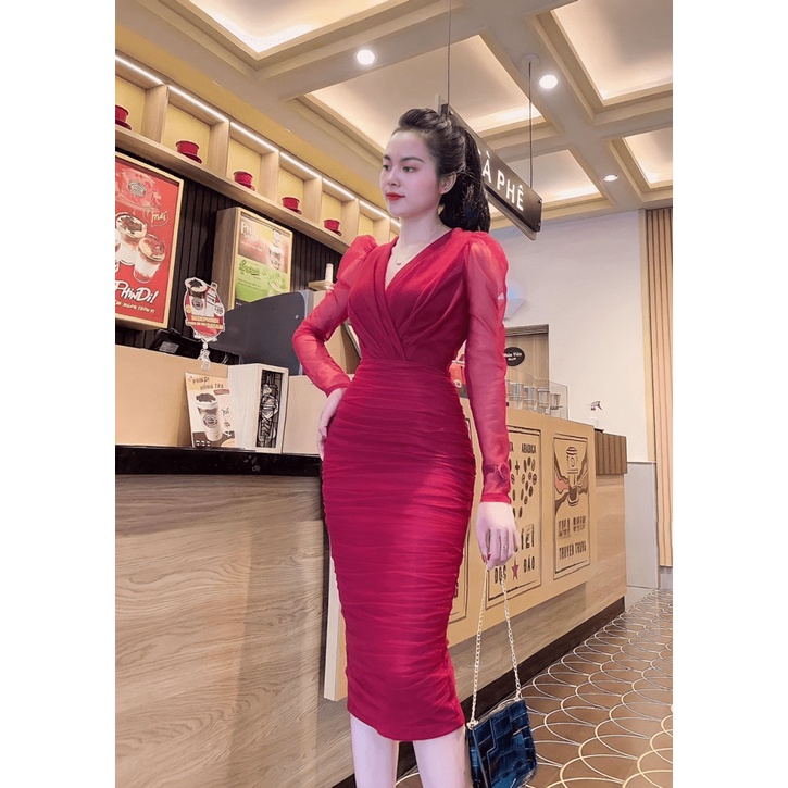 SIÊU PHẨM LẠI VỀ SHOP | ĐẦM NHUNG LƯỚI TAY DÀI CỰC CHÁY UP HHP2023