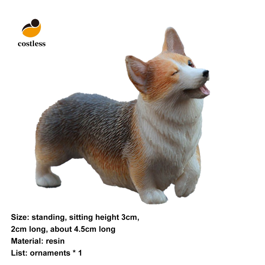 Tượng Mô Hình Chú Chó Corgi Bằng Nhựa Resin Trang Trí Tiểu Cảnh DIY