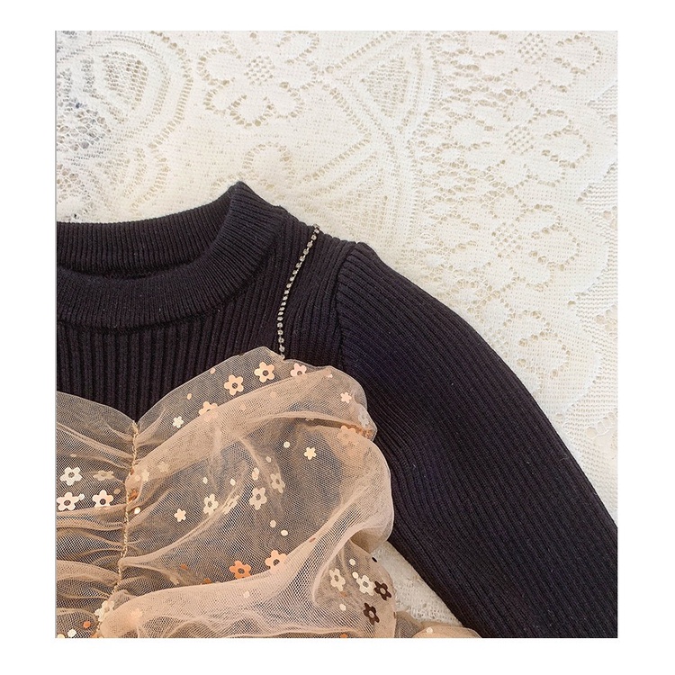 Váy Len Cộng Voan Công Chúa Cho Bé Gái