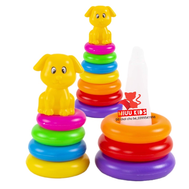 Đồ Chơi Tháp Xếp Vòng 7 Màu Hình Chú Cún Dễ Thương Cho Bé Nhận Biết Màu Sắc Phát Triển Tư Duy