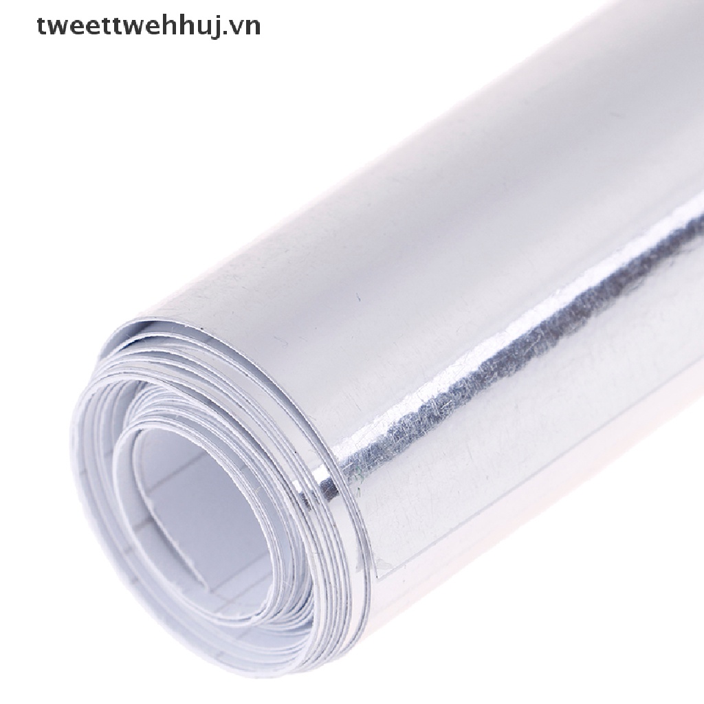 Miếng Dán Đề Can vinyl Mạ Crom Co Giãn Màu Bạc Bóng Trang Trí Gương Xe Hơi TWE