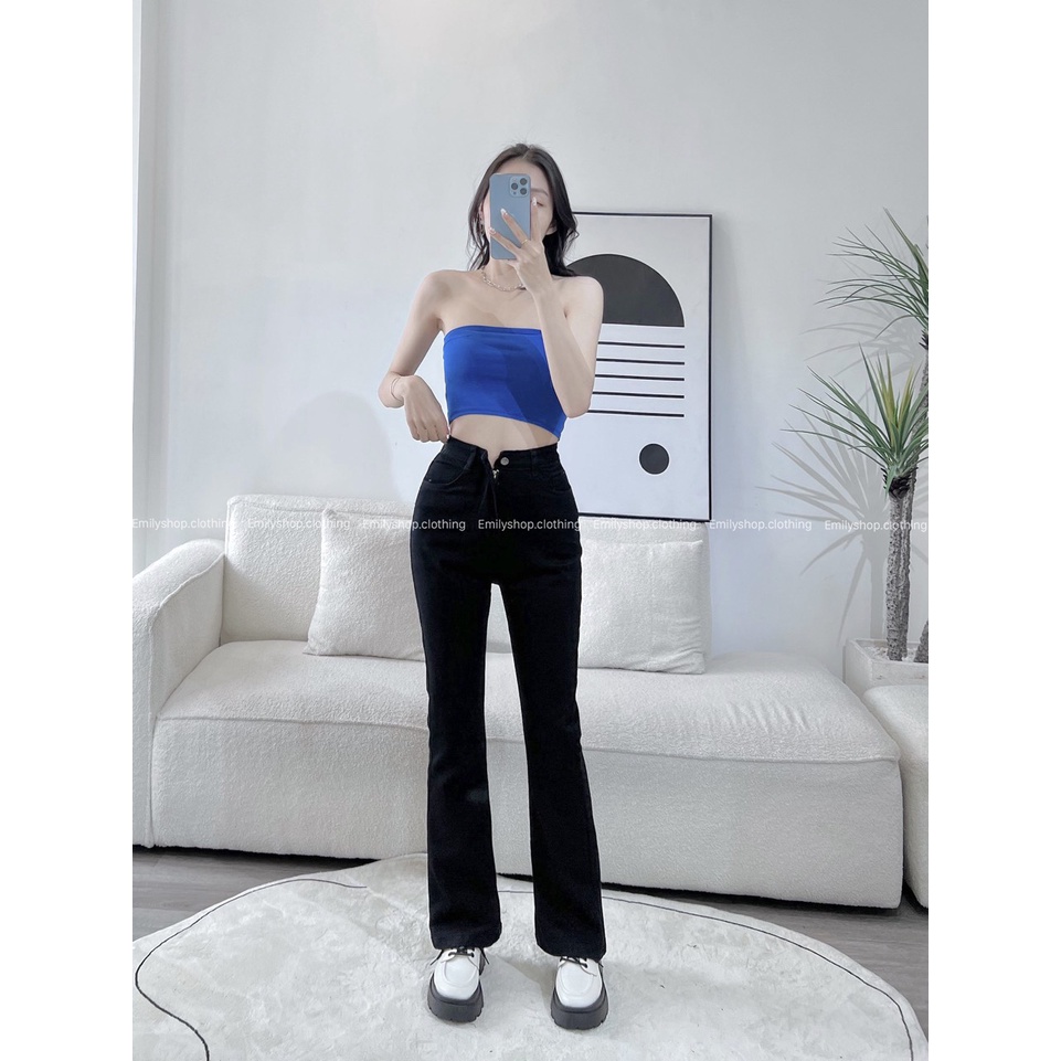 Quần Jeans Nữ Dáng Ôm Lưng Siêu Cao Trơn Basic Emilyshop