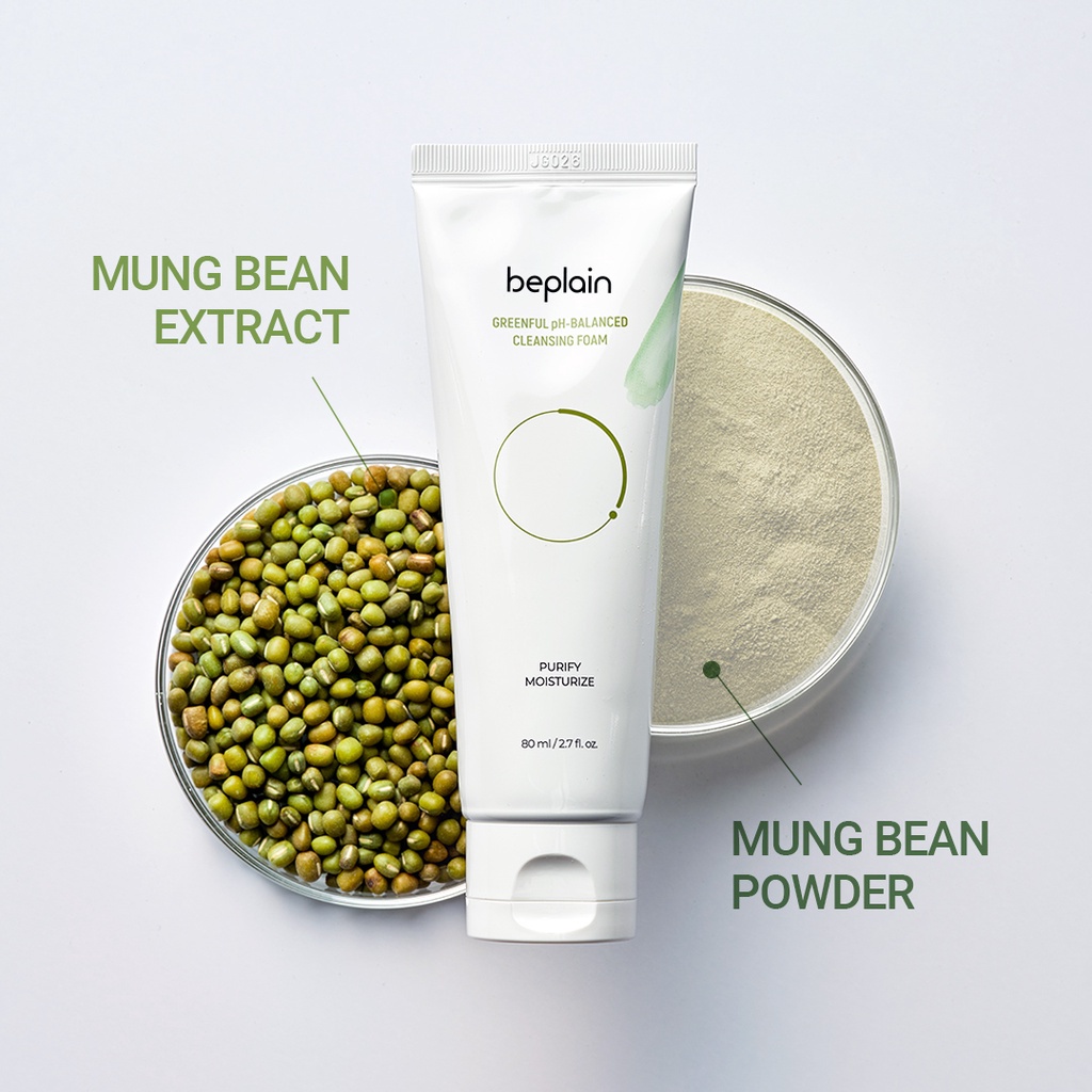 [Holiday Edition] Sữa Rửa Mặt beplain Đậu Xanh cân bằng độ pH Greenful Cleansing Foam 160ml