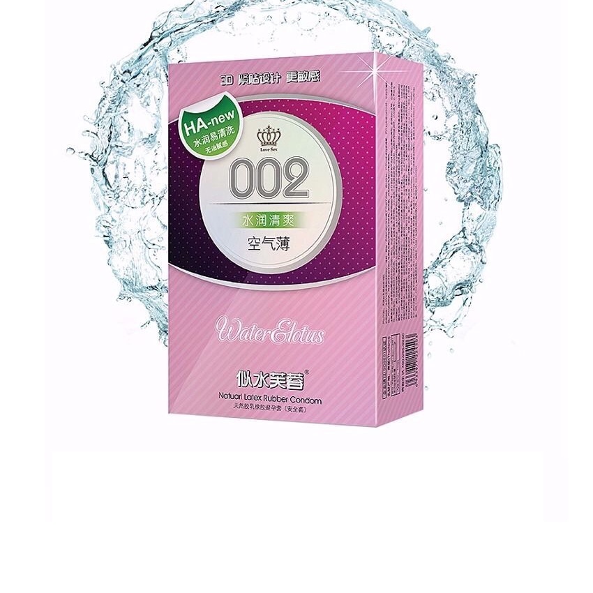 Bao Cao Su HA New 002 Water Lotus Siêu Gel Bôi Trơn - Bcs Siêu Mỏng, Tăng Khoái Cảm