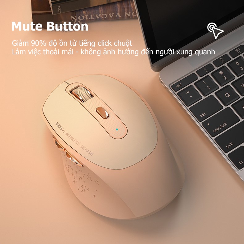 Chuột không dây Bluetooth pin sạc DUAHAO M6 chống ồn - Hàng Chính Hãng BH 12 tháng