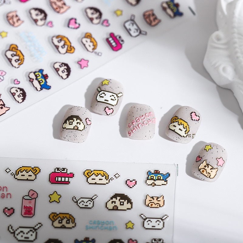 Sticker nail nổi 5d cao cấp Shin cậu bé bút chì