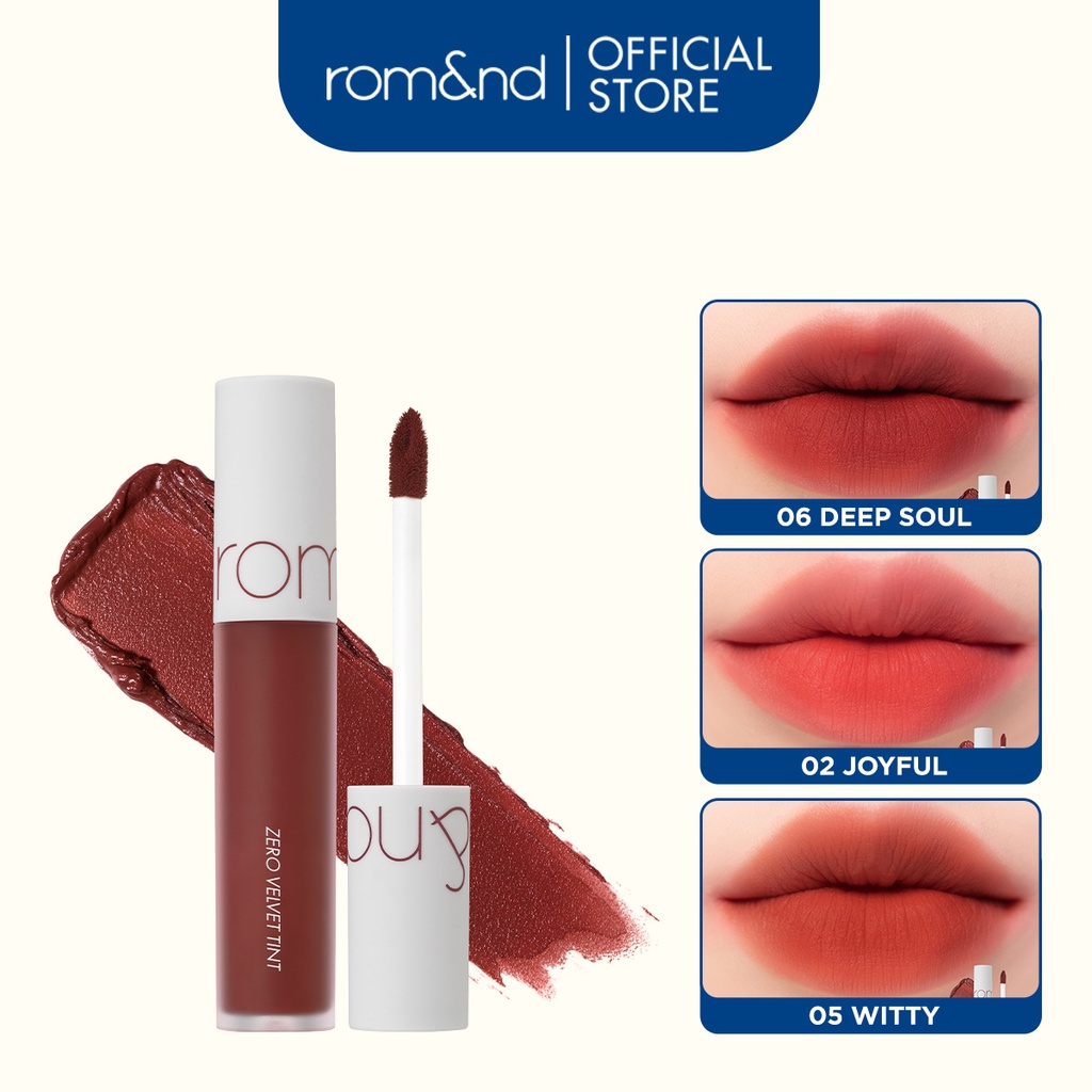 [Rom&nd] Son kem lì cực nhẹ môi Hàn Quốc Romand Zero Velvet Tint 5.5g