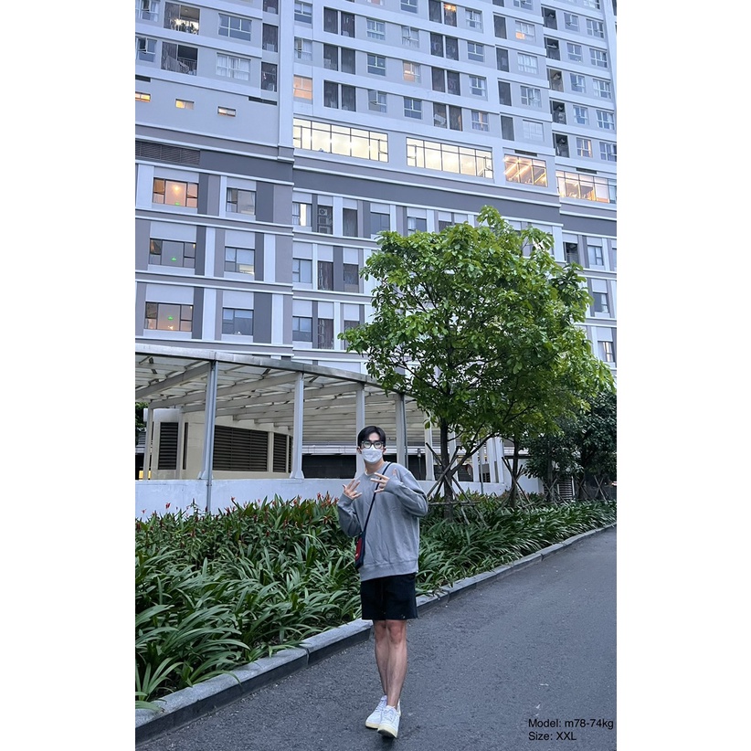 Áo nỉ GL hiệu Nga Basic Sweater_màu xám khói