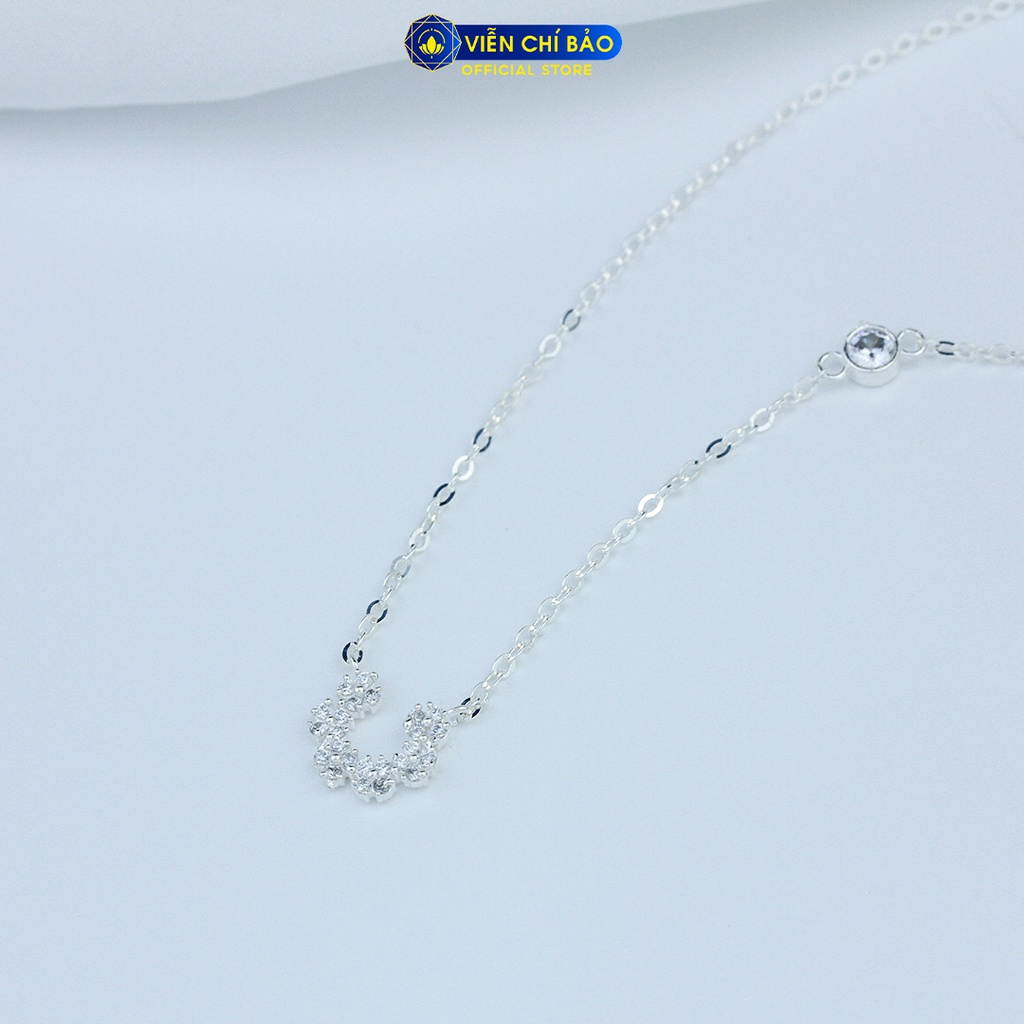 Dây chuyền bạc nữ dải hoa chữ U đính đá chất liệu bạc 925 thời trang phụ kiện trang sức Viễn Chí Bảo D400881