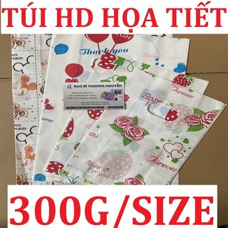 300g Túi HD hột xoài in họa tiết ngẫu nhiên, Túi xốp gói hàng,đựng hàng tiện dụng dễ thương bao đẹp rẻ