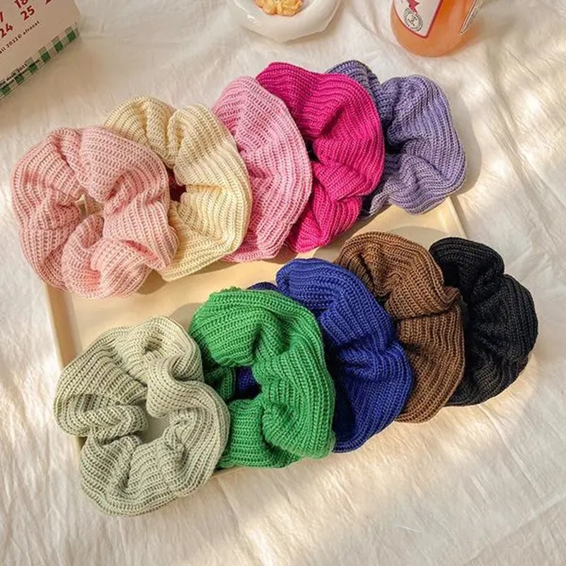 Dây Cột Tóc Len Co Giãn Thiết Kế Đơn Giản Thời Trang Mùa Đông Cho Nữ