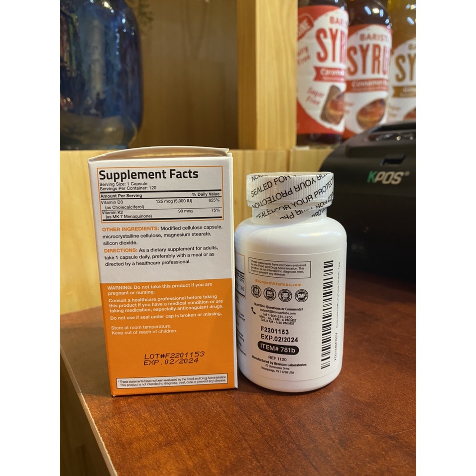 VITAMIN K2+D3 BRONSON - VITAMIN KHOÁNG CHẤT - WSPT 120V- HSD 28.02.2024