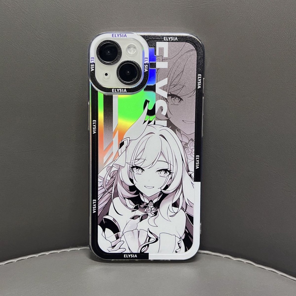 Honkai Impact 3 Compatible with iPhone 13 Apple 14 Laser Black and White Elysia Elysia Angel Eyes Clear Anime Phone Case Full Package
