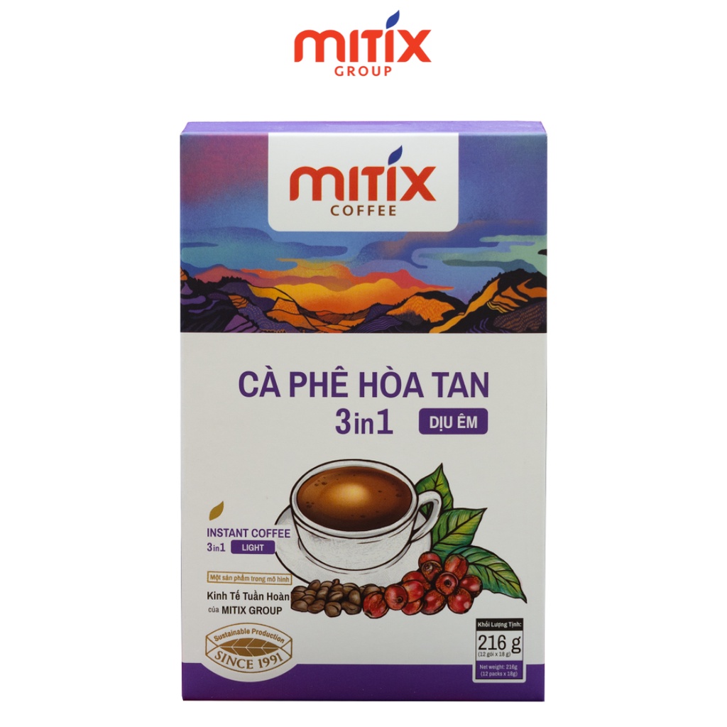 Cà phê hòa tan 3in1 Mitix Dịu Êm loại 216gr