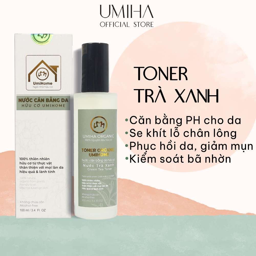 Nước Cân Bằng Da Trà Xanh Hữu Cơ Umihome 50/100ml Làm Dịu Cấp Ẩm Tức Thì Cho Da Hiệu Quả