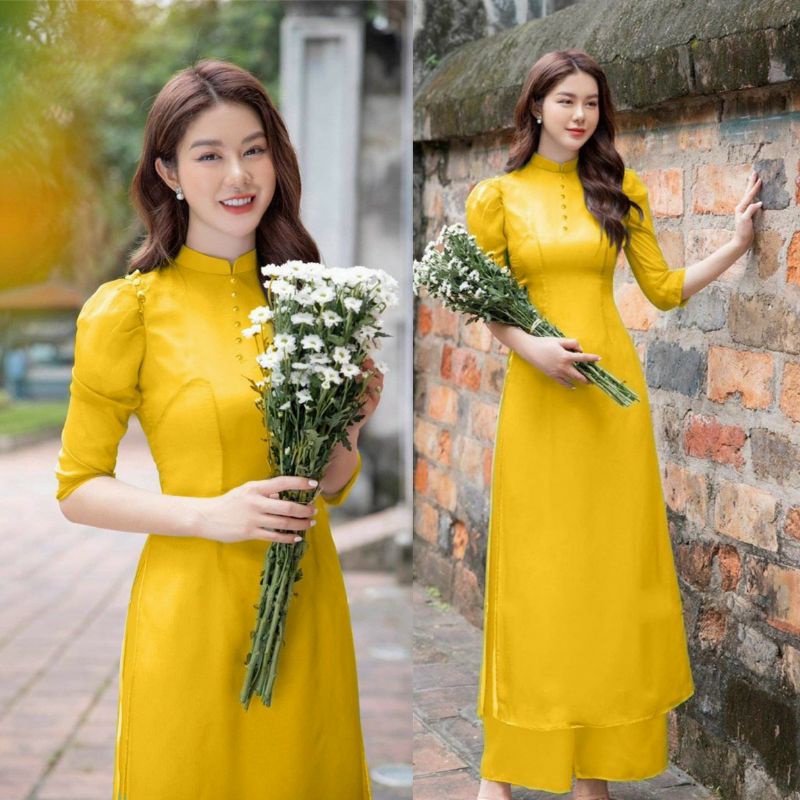 ÁO DÀI TRUYỀN THỐNG 4 TÀ TAY BỒNG