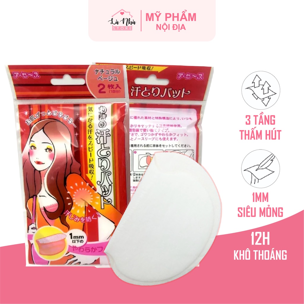 Combo 100 miếng dán thấm hút mồ hôi nách, tấm ngăn đổ mồ hôi giữ sạch vùng nách áo khô thoáng, tránh ố vàng