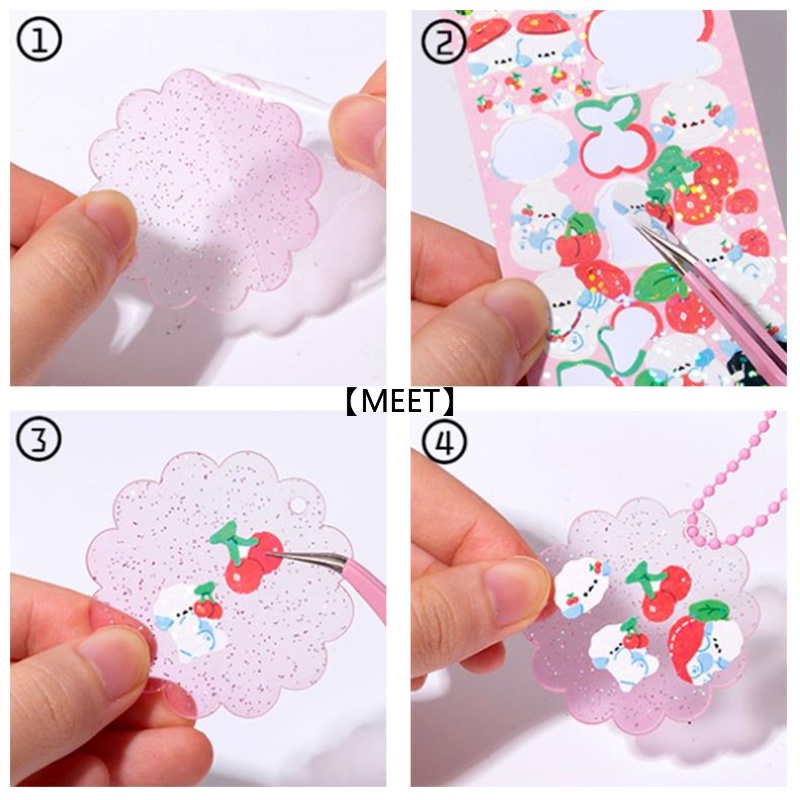 【MEET】 1 gói vật liệu làm sổ tay chuỗi acrylic trong suốt Cuka ngẫu nhiên Thẻ tự làm