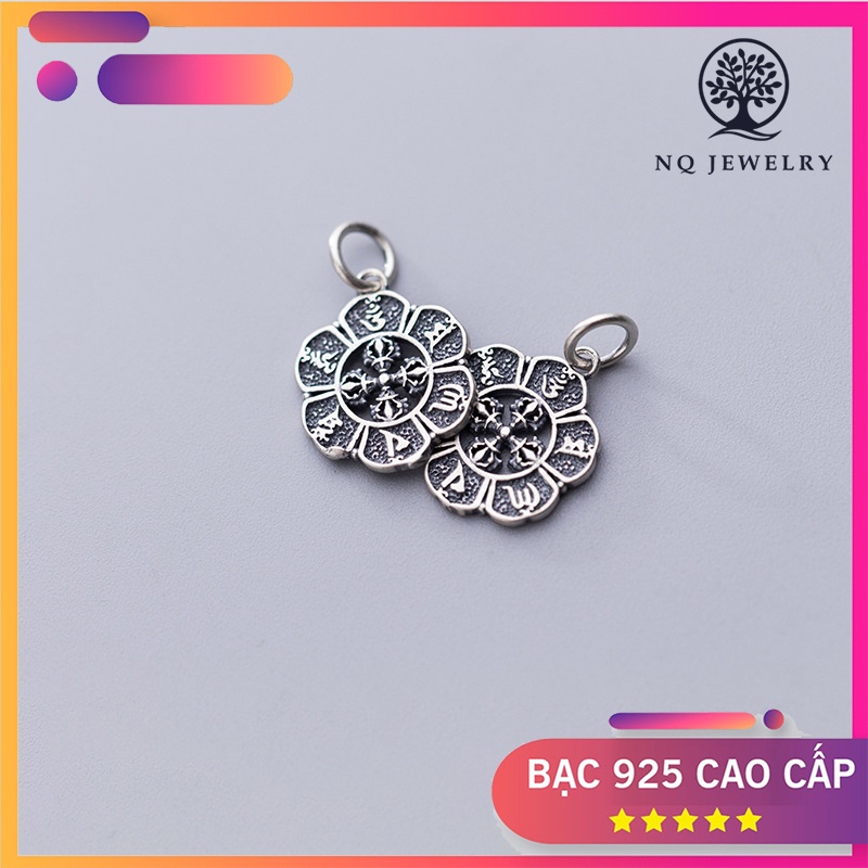 Charm bạc thái lục tự đại minh chú treo