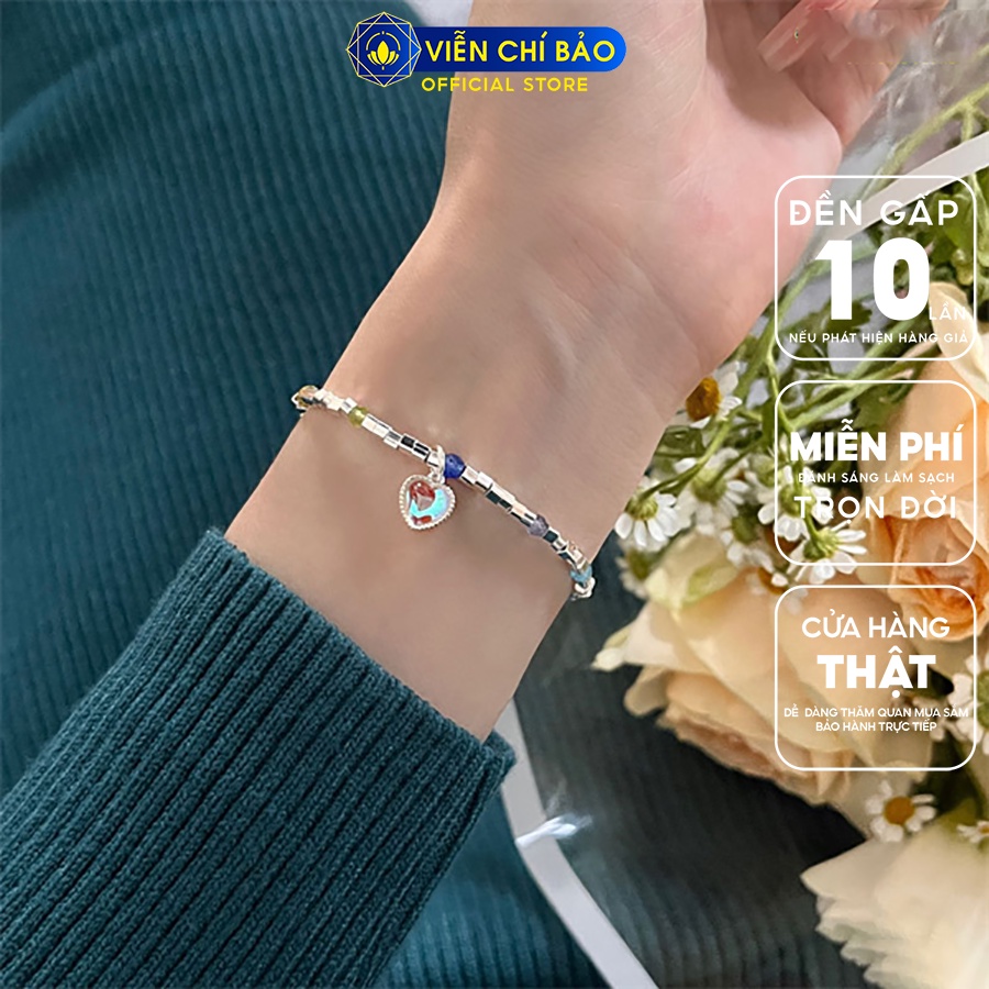 Lắc tay bạc nữ trái tim đá mặt trăng sang chảnh chất liệu bạc 925 thời trang phụ kiện trang sức Viễn Chí Bảo L000636