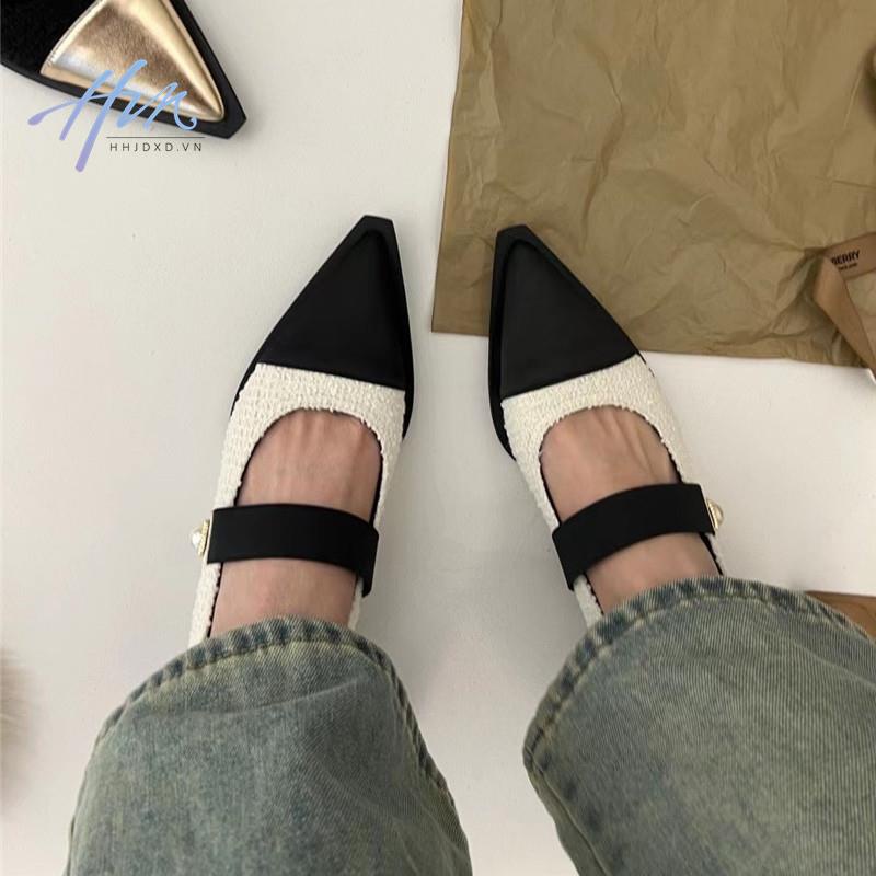 Giày Mary Jane Gót Dày Đàn Hồi Màu Sắc Phù Hợp Với Mùa Xuân Dễ Phối Đồ Phong Cách Hepburn Dành Cho Bạn Nữ