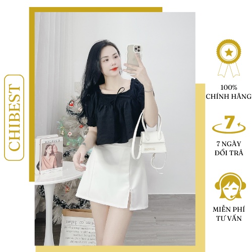 Áo croptop xốp nhún chun ngực phong cách hàn quốc siêu xinh CHIBEST DAB107