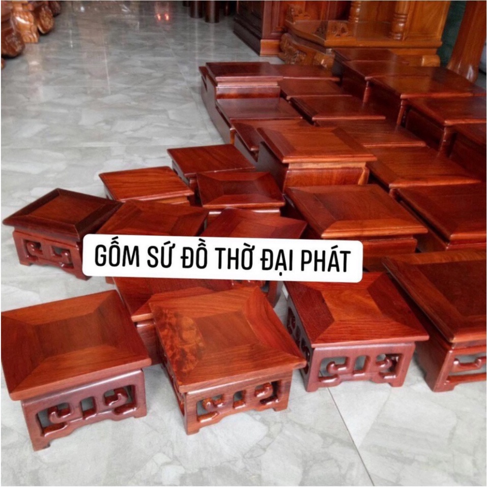 Chân đế gỗ hương kê tượng, Đôn gỗ vuông, Đế bát hương cao cấp, ảnh thật